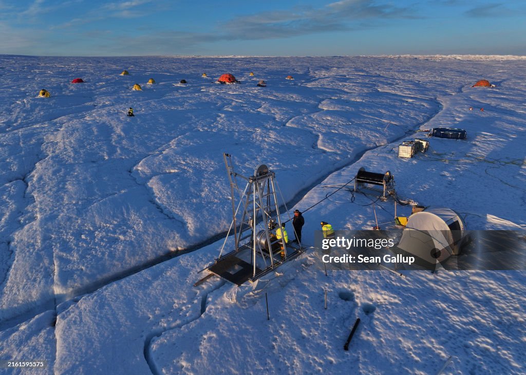 Methane Spring In this aerial view scientists and engineers monitor a hot water ...