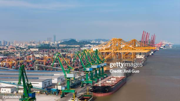 aerial photography of xiamen pier, china - xiamen municipality stock pictures, royalty-free photos & images