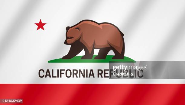 california waving flag - california stock illustrations