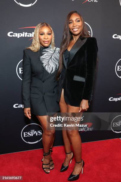 Serena Williams and Venus Williams attend the 2024 ESPY Awards at Dolby Theatre on July 11, 2024 in Hollywood, California.