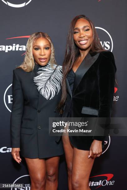 Serena Williams and Venus Williams attend the 2024 ESPY Awards at Dolby Theatre on July 11, 2024 in Hollywood, California.