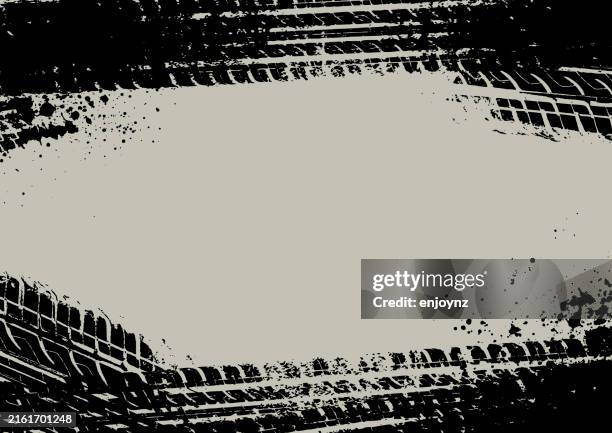schmutzige reifenspuren, werberahmen, surround stock illustration - reifenspur stock-grafiken, -clipart, -cartoons und -symbole