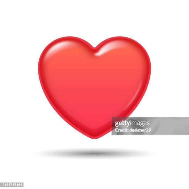 3d realistisches rotes herz symbol vektor design. - stereoskopische photographie stock-grafiken, -clipart, -cartoons und -symbole