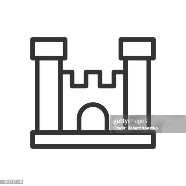castle line vector icon on white background. editable stroke. vector illustration, symbol. - old mansion stock illustrations