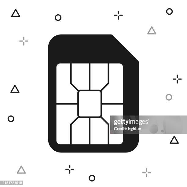 micro sim card. icon on white background - computer chip close up stock illustrations