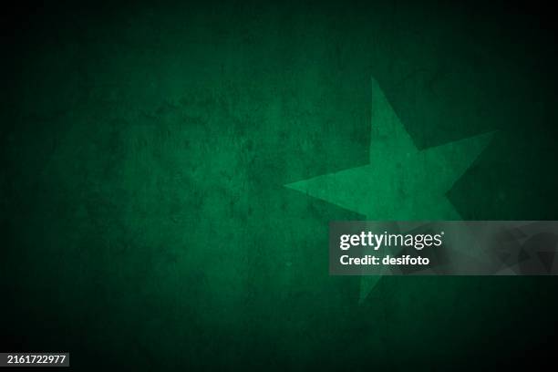 faded dark green colored blotched scuffed old stained texture, grunge textured effect monochrome vector background and one big solid lighter shade pentagram star shape - solid green background stock illustrations