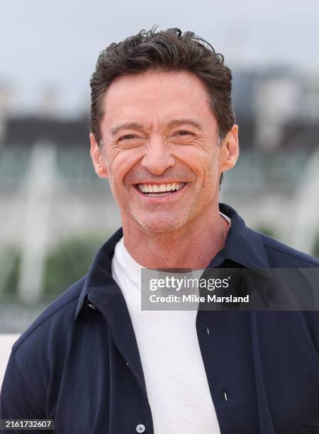 Hugh Jackman attends the photocall for "Deadpool & Wolverine" at on July 12, 2024 in London, England.