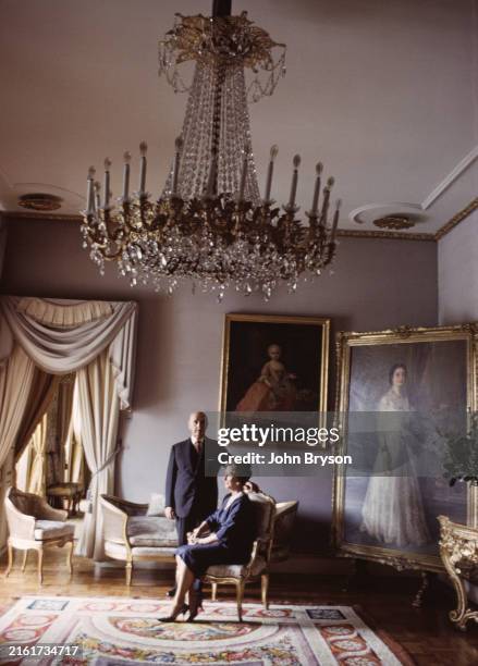 Spanish dictator General Francisco Franco with his wife Maria del Carmen Polo Martinez-Valdes, 1963.
