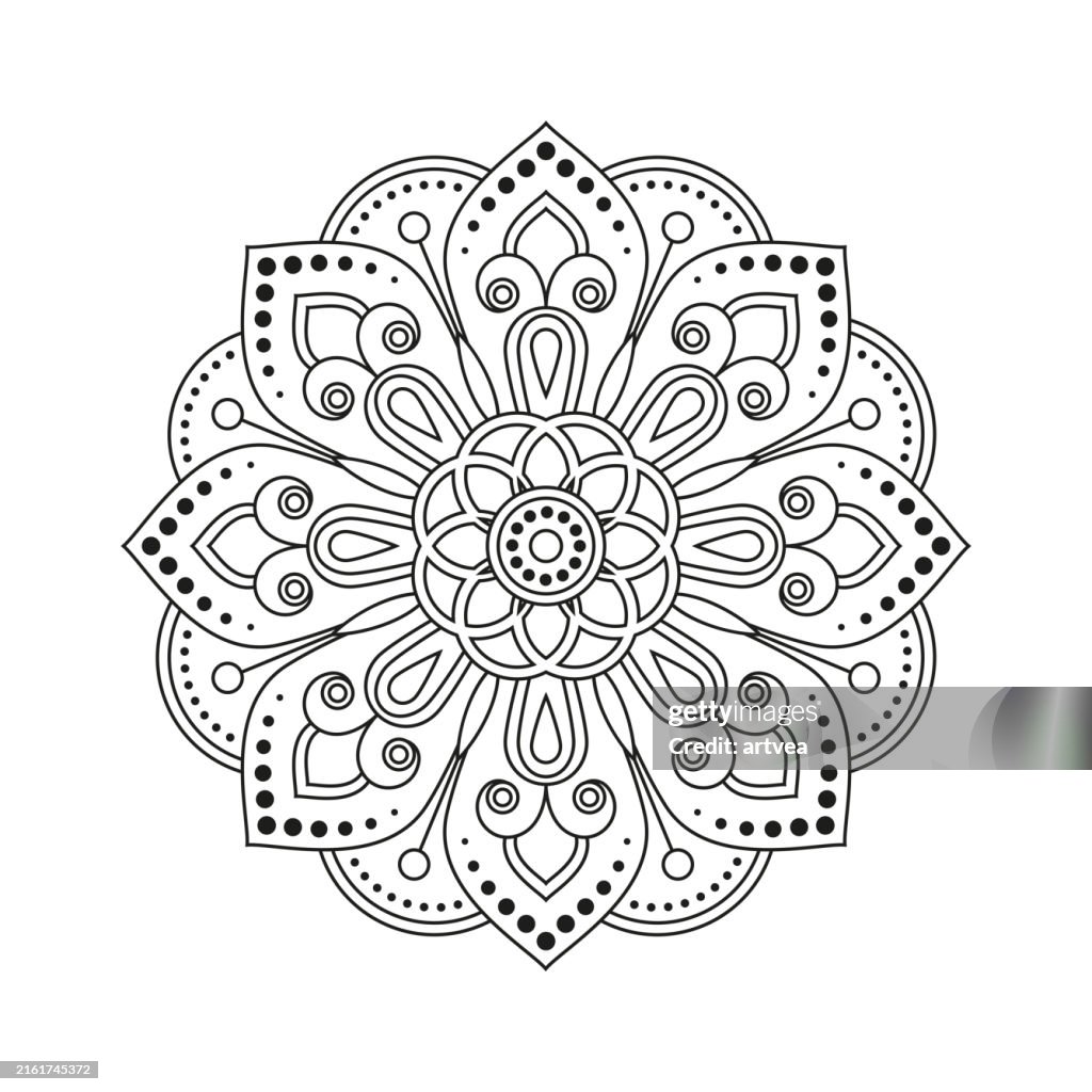Blossom Mandala Shape. Circular pattern in form of mandala, tattoo, decoration. Decorative ornament in ethnic oriental style.
