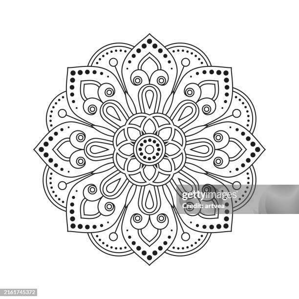 blossom mandala shape. circular pattern in form of mandala, tattoo, decoration. decorative ornament in ethnic oriental style. - culture of india stock illustrations