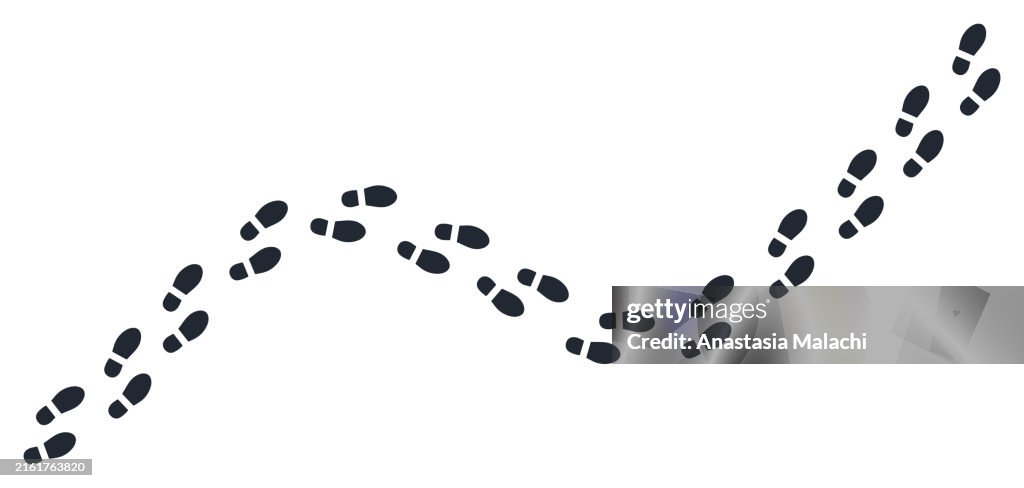 Paper Footprint Path Footprint Step Path Isolated On White Background Vector Illustration ...