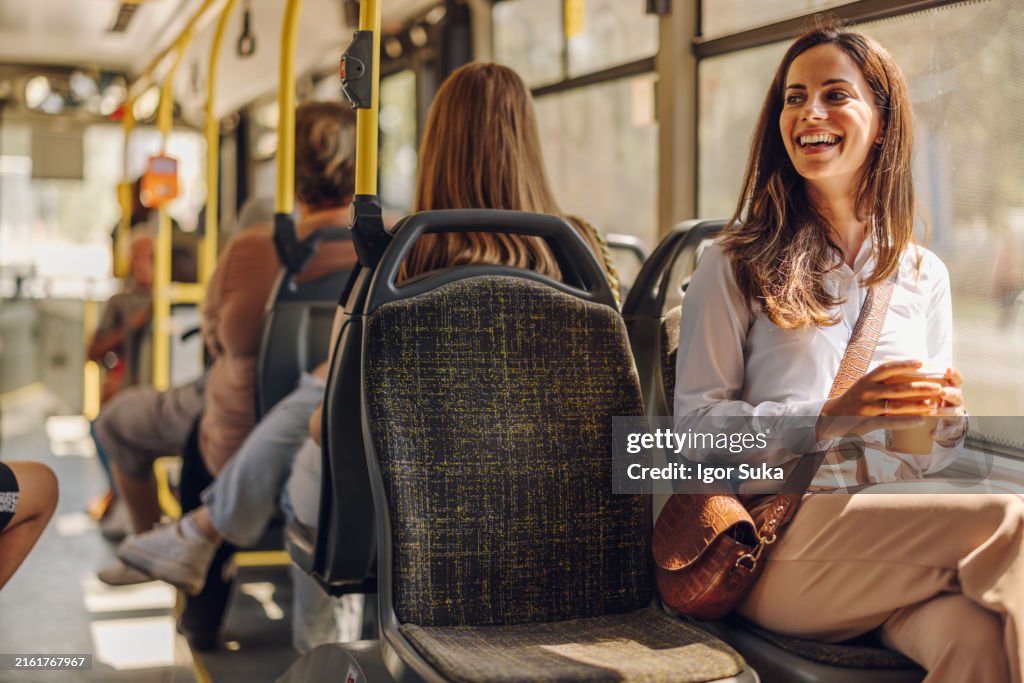 Young woman on public transportation