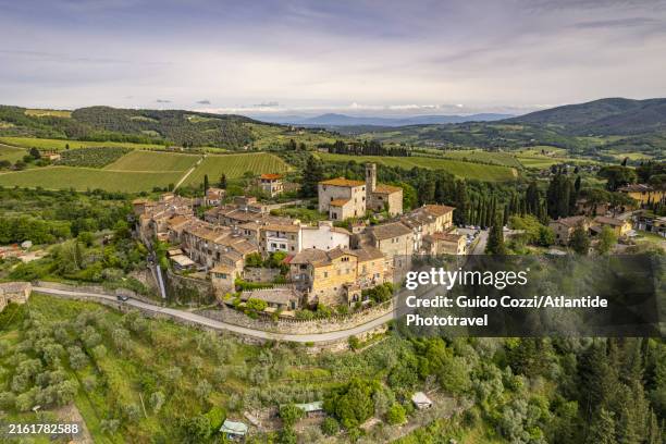 tuscany, montefioralle, medieval village in chianti region - chianti region stock pictures, royalty-free photos & images