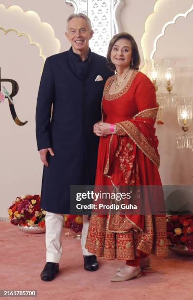 Tony Blair and Cherie Blair attend the Lagna Vidhi of the wedding of Anant Ambani and Radhika Merchant on July 12, 2024 in Mumbai, India.