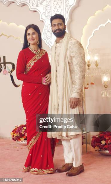 Katrina Kaif and Vicky Kaushal attend the Lagna Vidhi of the wedding of Anant Ambani and Radhika Merchant on July 12, 2024 in Mumbai, India.