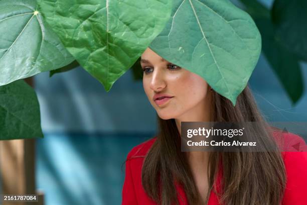 Crown Princess Leonor of Spain visits the Oceanarium on July 12, 2024 in Lisbon, Portugal. This is her first official royal visit to a foreign...