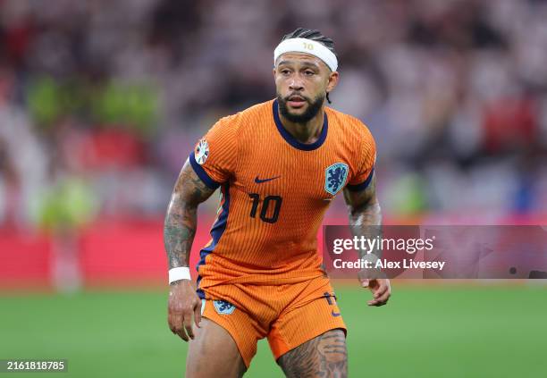 Memphis Depay of Netherlands during the UEFA EURO 2024 semi-final match between Netherlands and England at Football Stadium Dortmund on July 10, 2024...