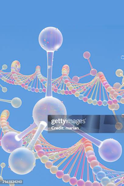molecular structure diagram, 3d rendering - nanotechnologie stock-fotos und bilder