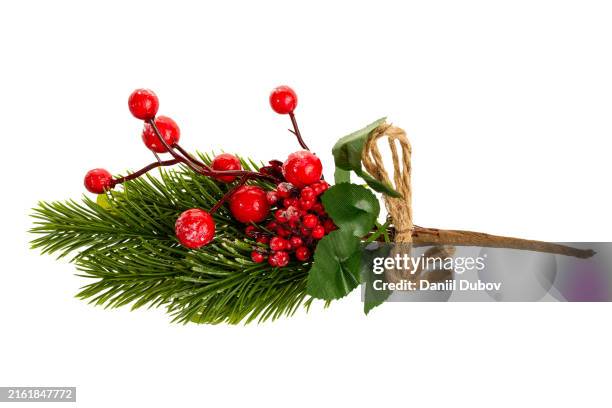 wreath garland New Year's fir branch with toys decorations, festive Christmas decoration, isolated on white background