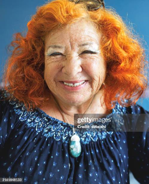 the hearty laugh of the elegant old lady. - ginger zest stock pictures, royalty-free photos & images