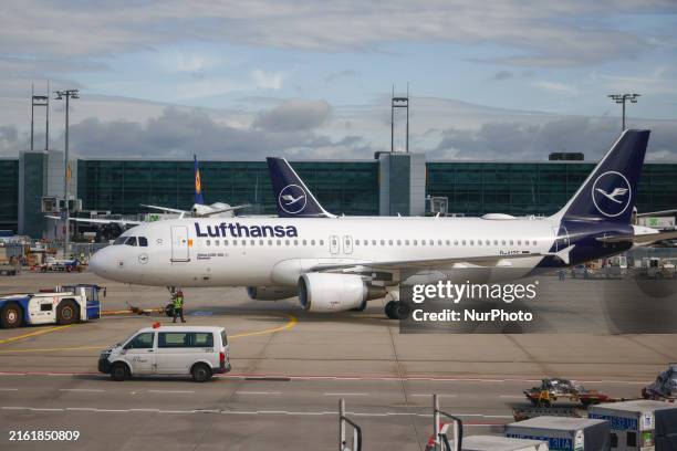 Lufthansa airplane is seen at Frankfurt Airport in Frankfurt am Main, Germany on July 17th, 2024.