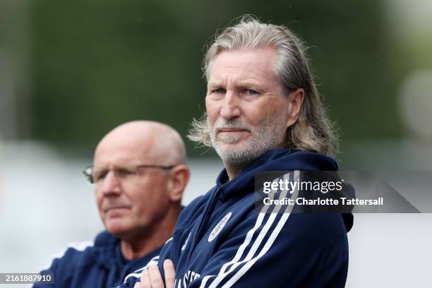 Robbie Savage, Manager of Macclesfield looks on during the Pre-Season Friendly match between Macclesfield and Blackburn Rovers XI at Leasing.com...