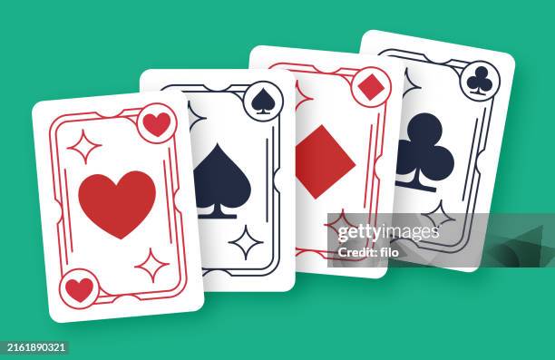 illustrazioni stock, clip art, cartoni animati e icone di tendenza di carte da gioco semi elemento di design - carte da gioco