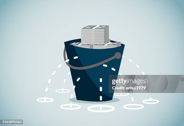 stockillustraties, clipart, cartoons en iconen met inflation - emmer