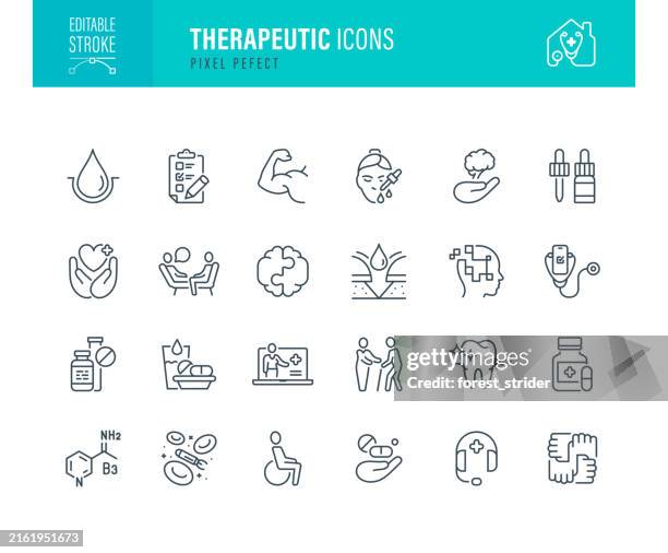 therapeutic icons editable stroke - factory background stock illustrations
