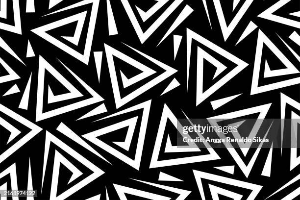 stockillustraties, clipart, cartoons en iconen met white triangle shape lines on black background seamless pattern - herhaalpatroon in tegels