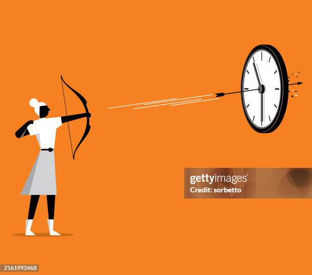 businesswoman - time management - bulls eye stock illustrations