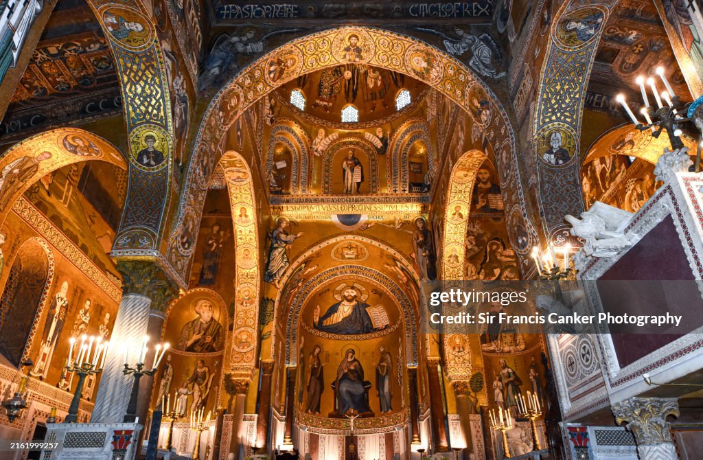 Majestic Byzantine apse of "Capella Palatina" in Palermo, Sicily, Italy
