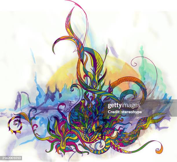 phoenix rising - lake reflection stock illustrations