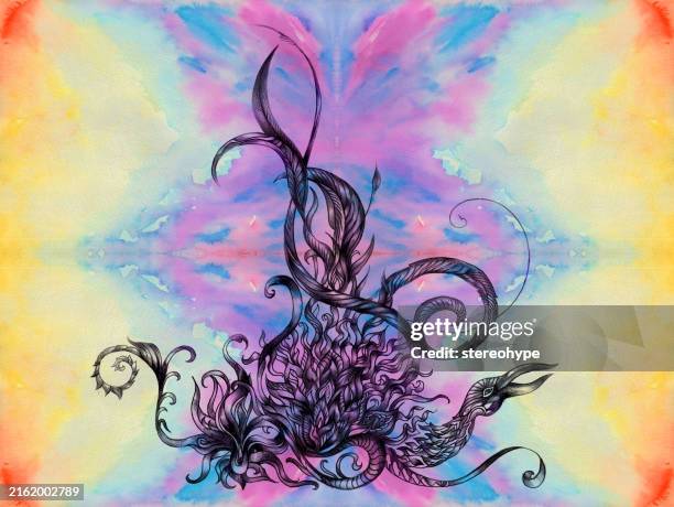 phoenix rebirth - lake reflection stock illustrations