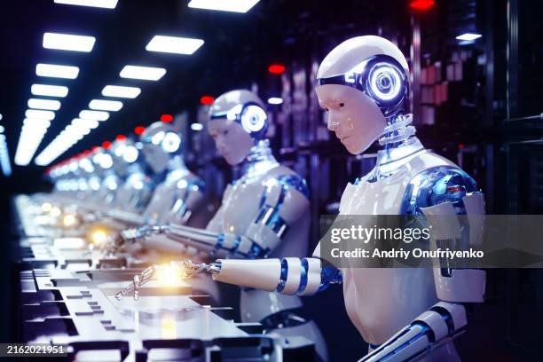 working robots - cyborg foto e immagini stock