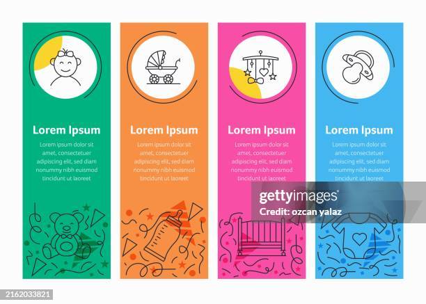 baby related vector design concept. global multisphere ready-to-use template. web banner, website header, magazine, mobile application etc. modern design. - baby milk bottle stock illustrations