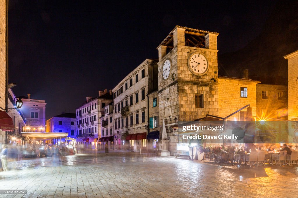 Kotor Town Square at Night, Montenegro
