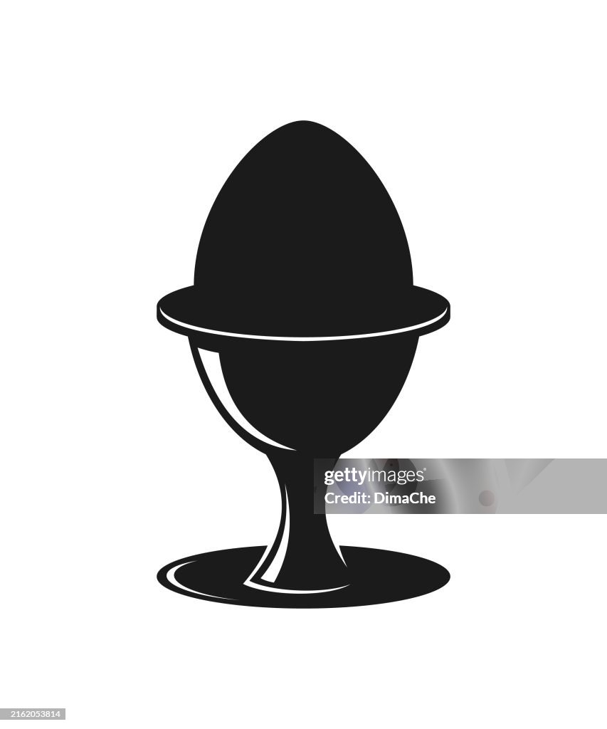 Egg in egg cup cut out vector silhouette