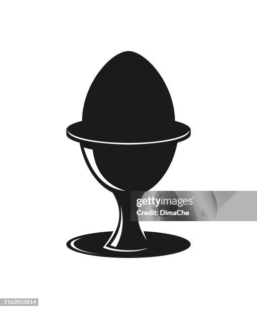 egg in egg cup cut out vector silhouette - english breakfast stock illustrations