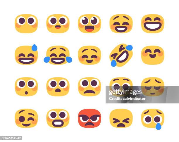 emoticons cute collection - tears of joy stock illustrations