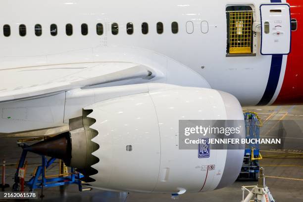 Norwegian Airlines 787-9 Dreamliner is under production at the Boeing Everett Production Facility in Everett, Washington, on June 26, 2024. Boeing...