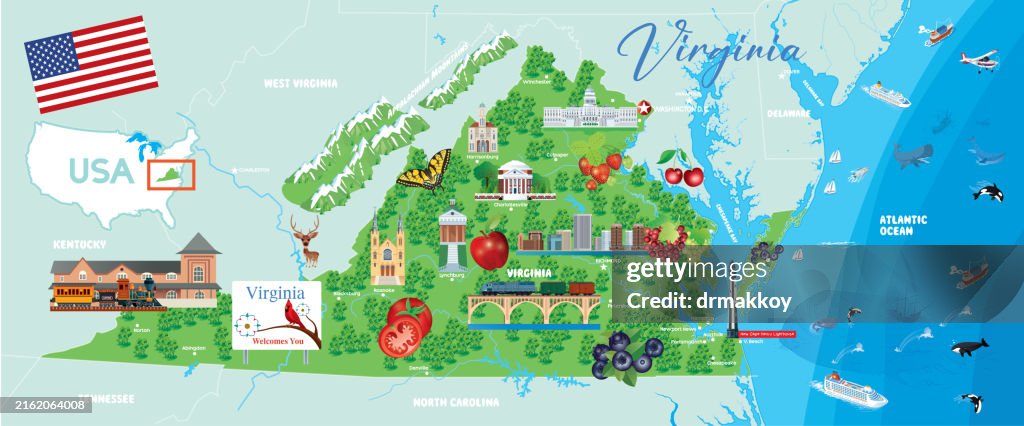 Cartoon Map of Virginia