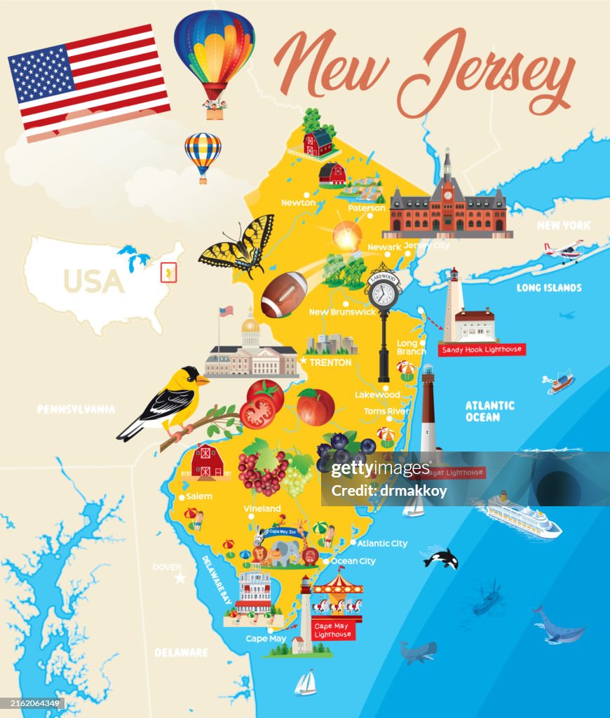 Cartoon Map of New Jersey