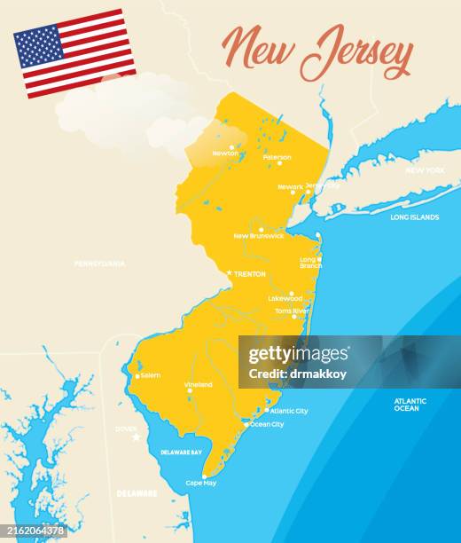 ilustraciones, imágenes clip art, dibujos animados e iconos de stock de mapa de nueva jersey - west new york nueva jersey