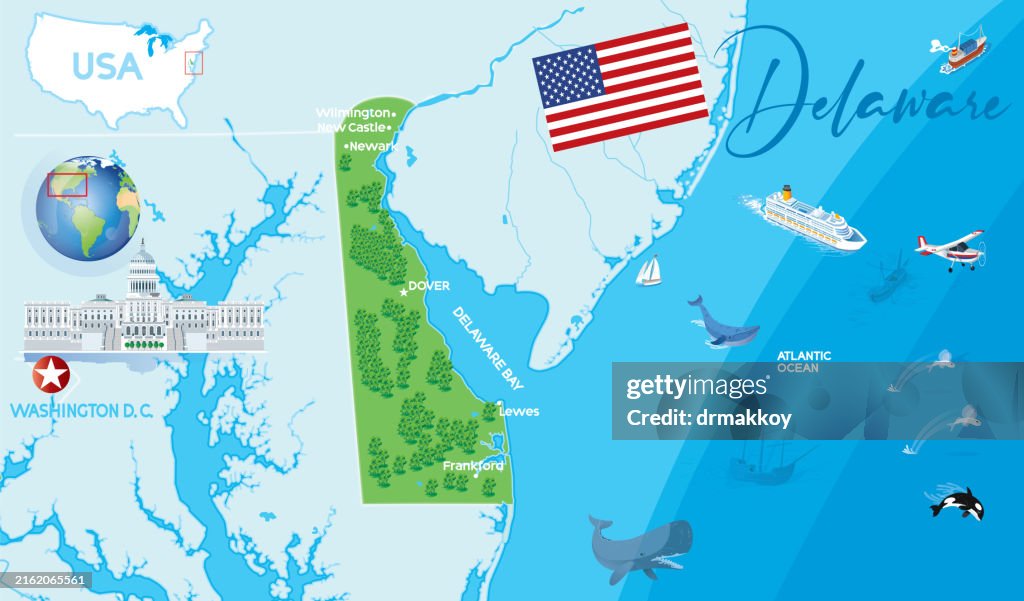 Cartoon Map of Delaware