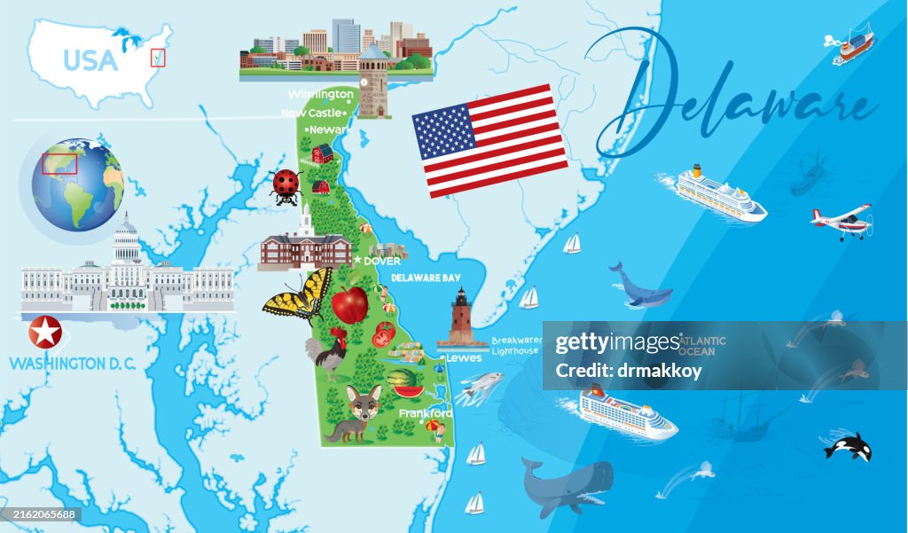 Cartoon Map of Delaware