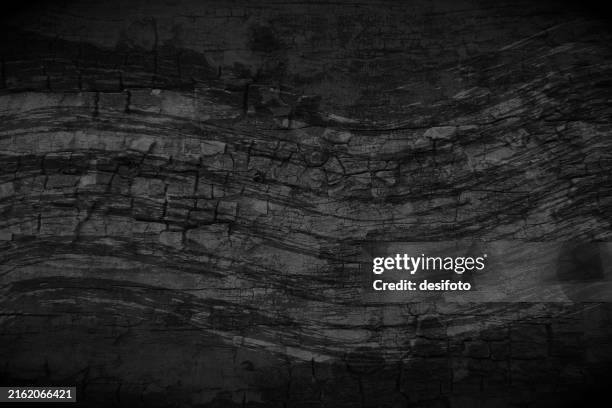 textured effect empty blank dark black color gradient scratched crinkled wrinkled peeling off wood or painted cement wall with crevices all over horizontal vector background with scratches, rough uneven rustic grunge rock texture wavy or wave pattern - wave rock stock illustrations
