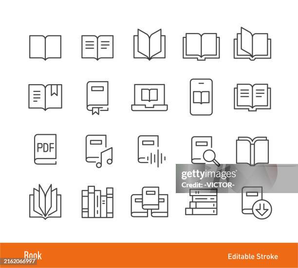 book icons - line icon serie - handbuch stock-grafiken, -clipart, -cartoons und -symbole