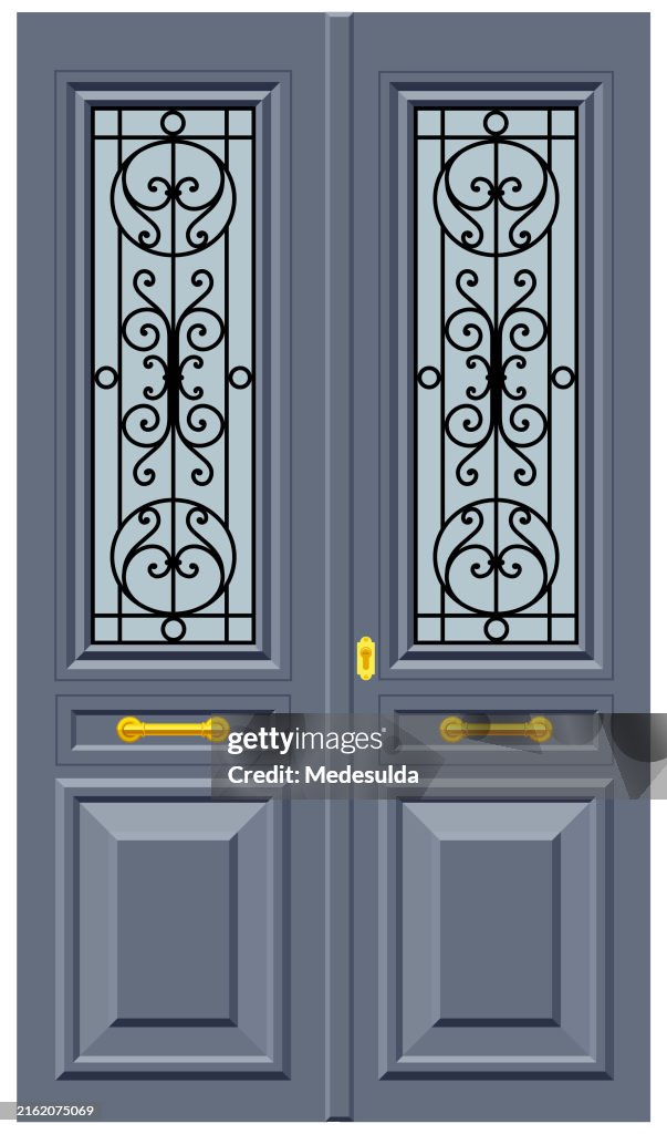 Wrought Iron Door in Art-Nouveau Style.