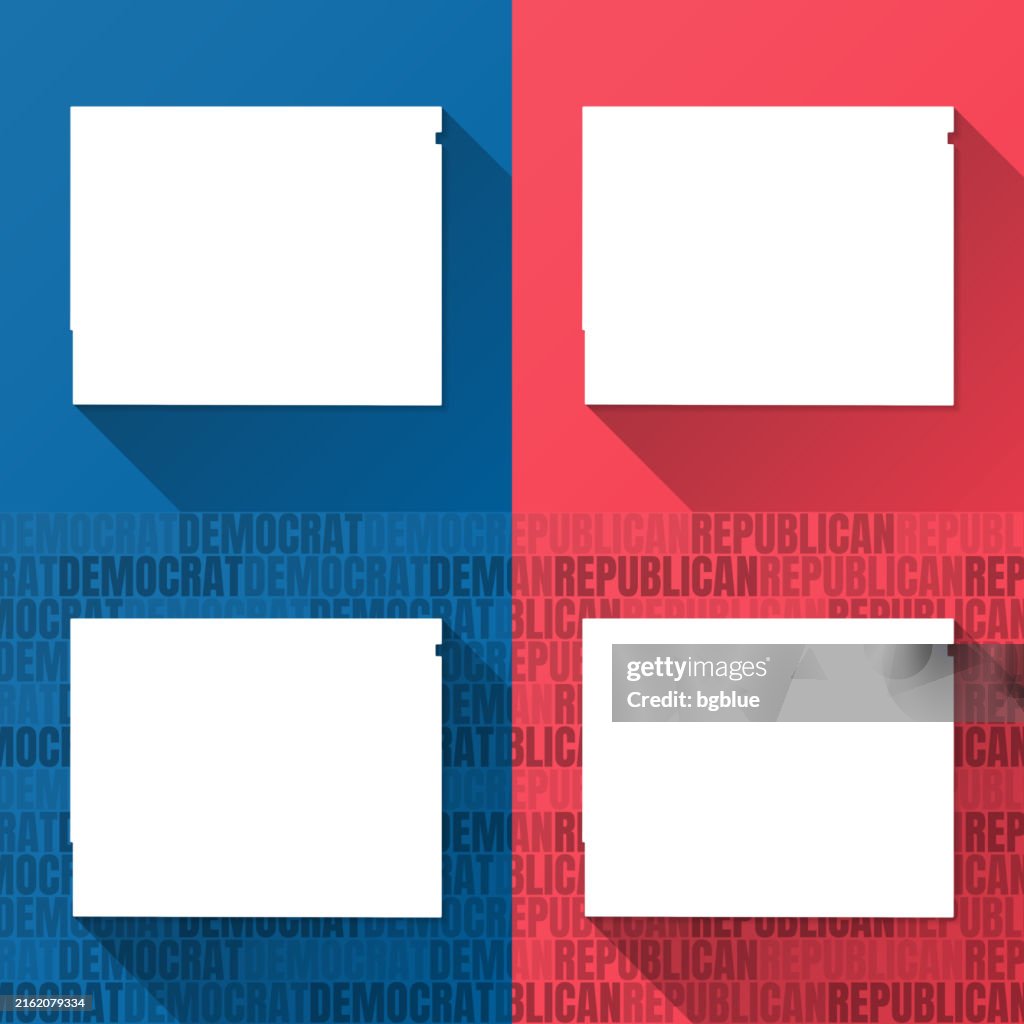 Saline County, Kansas. Maps on blue and red backgrounds